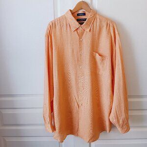 Daniel Cremieux Men's Orange Linen Long Sleeve Button Front Shirt Size XXL